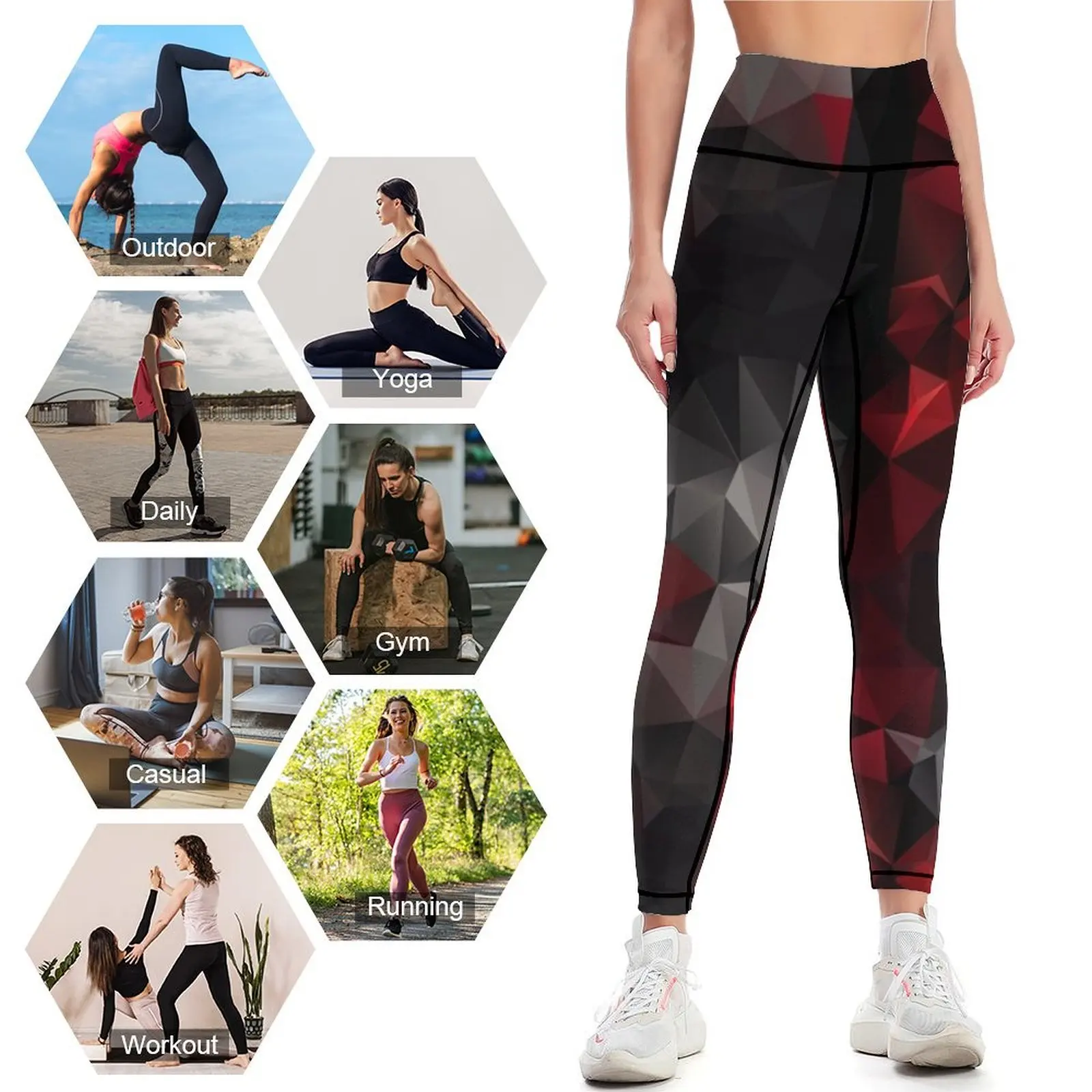 삼각형 다각형 벽지의 추상적인 배경(검정색과 빨간색)  - Yoga Fitness Wallpaper 리뷰 및 가격