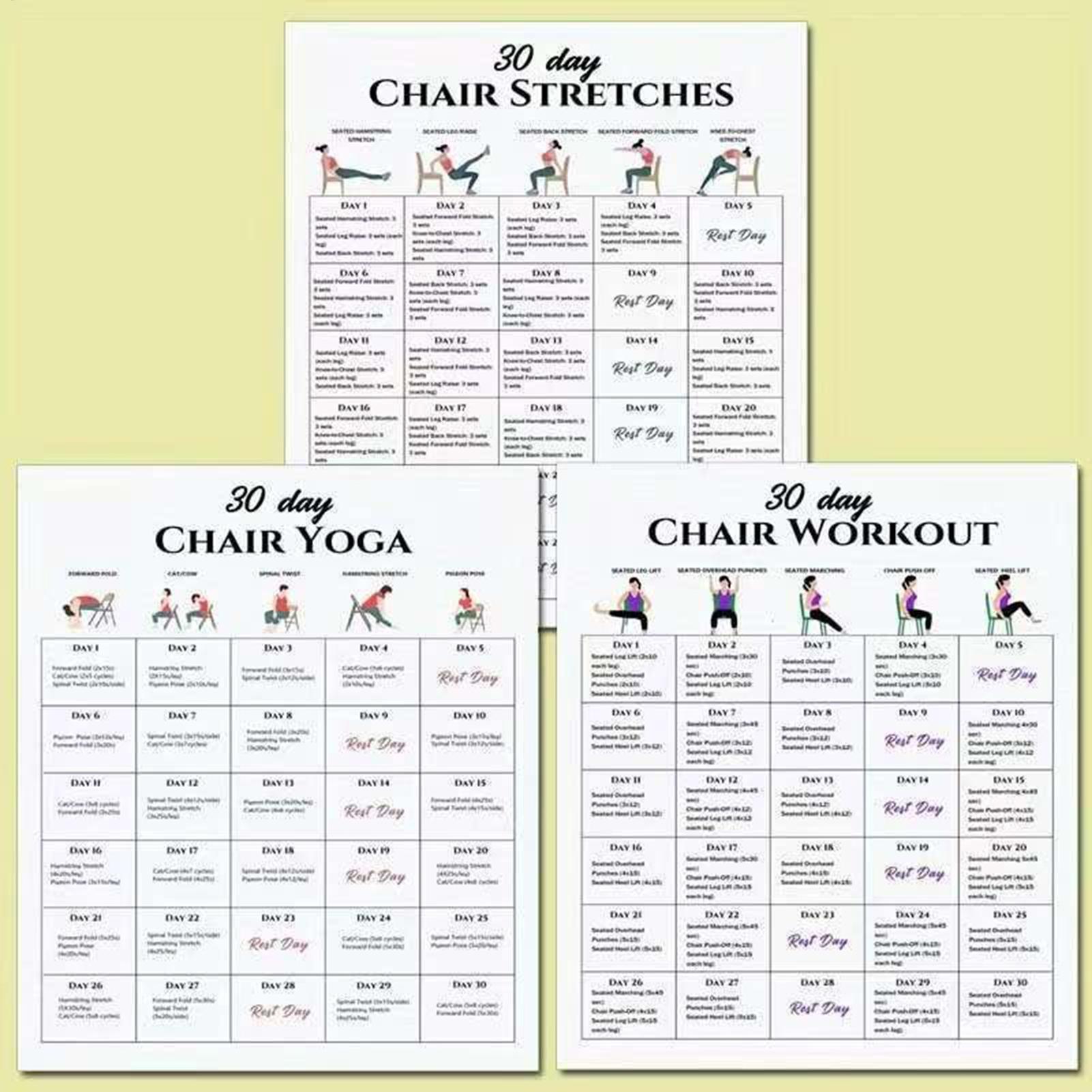 6개 피트니스 포스터 30일 의자 운동 계획 포스터 노 - Yoga Fitness Wallpaper 리뷰 및 가격