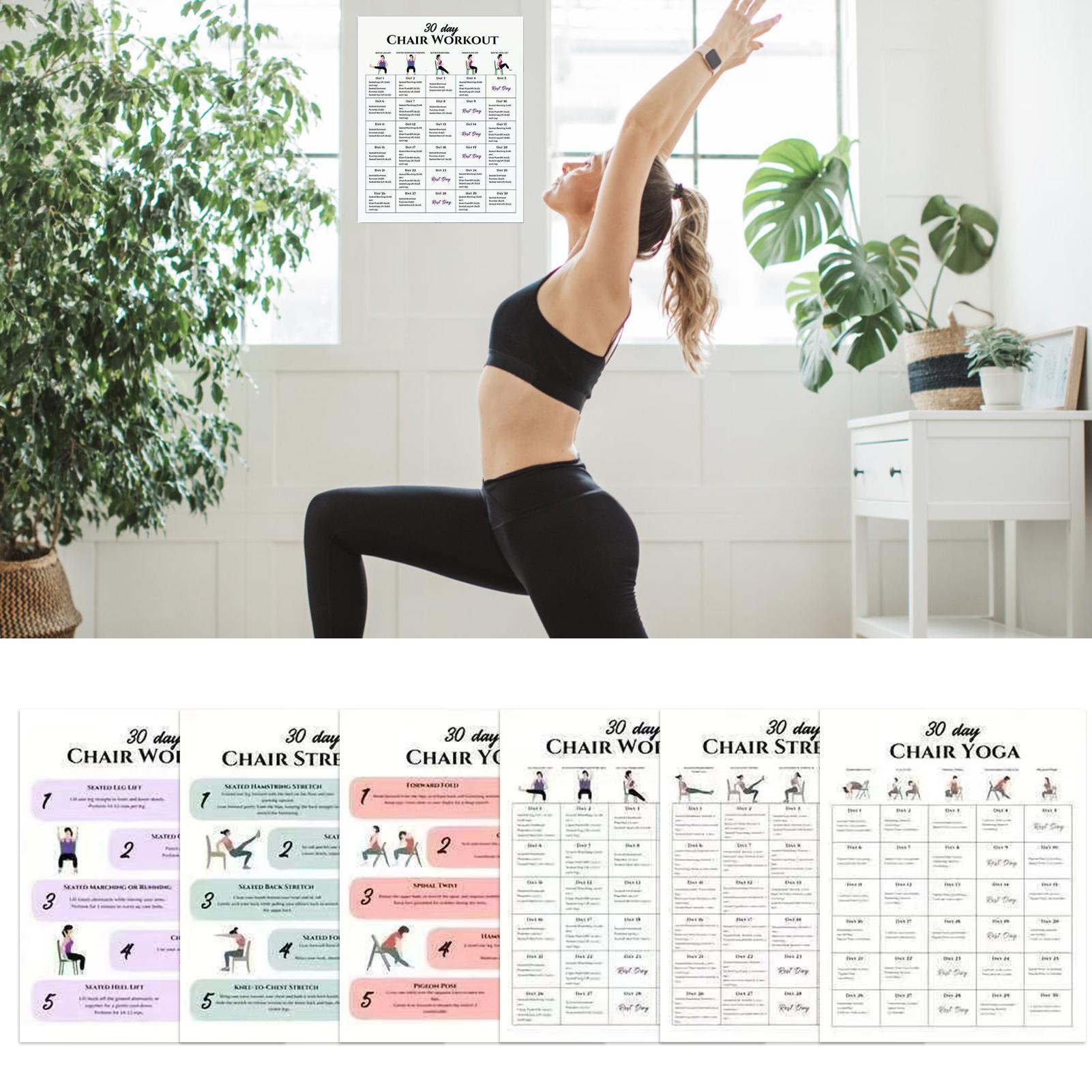 6개 피트니스 포스터 30일 의자 운동 계획 포스터 노 - Yoga Fitness Wallpaper 리뷰 및 가격