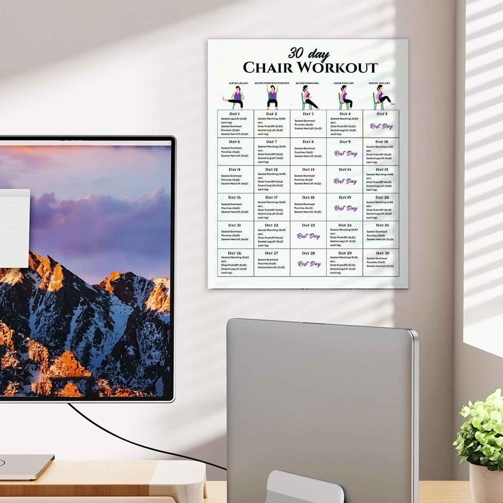 6개입 30일 의자 운동 계획 포스터 노인용 피트니스  - Yoga Fitness Wallpaper 리뷰 및 가격