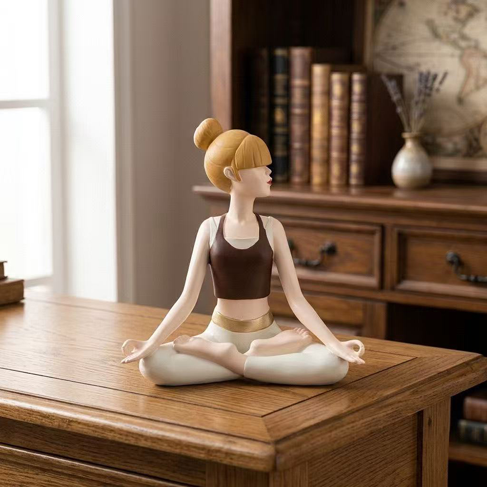 요가 소녀 조각상, 사암 질감 수지 공예품, 사무실 책 - Zen Yoga Fitness 리뷰 및 가격